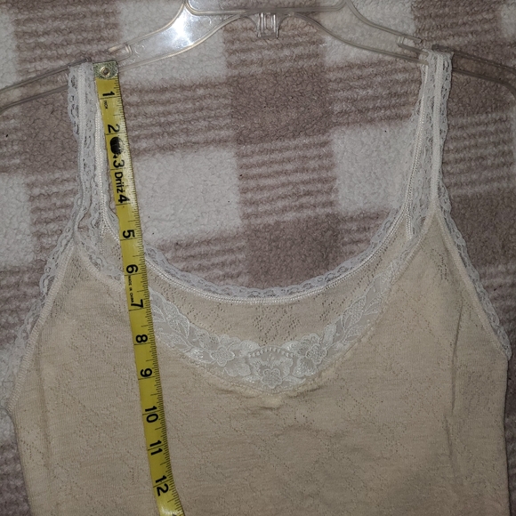 5 for $20 Y2K Style Pastel Yellow Floral Knit Tank Top with Ribbed and Lace Trim - Picture 16 of 16
